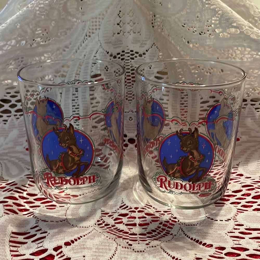 Vintage Montgomery Ward Rudolph Drinking Glasses!